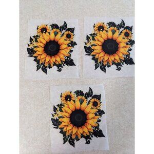New 3 Sunflowers with Leaves Iron-On Transfer Stickers DIY Clothing & Craft